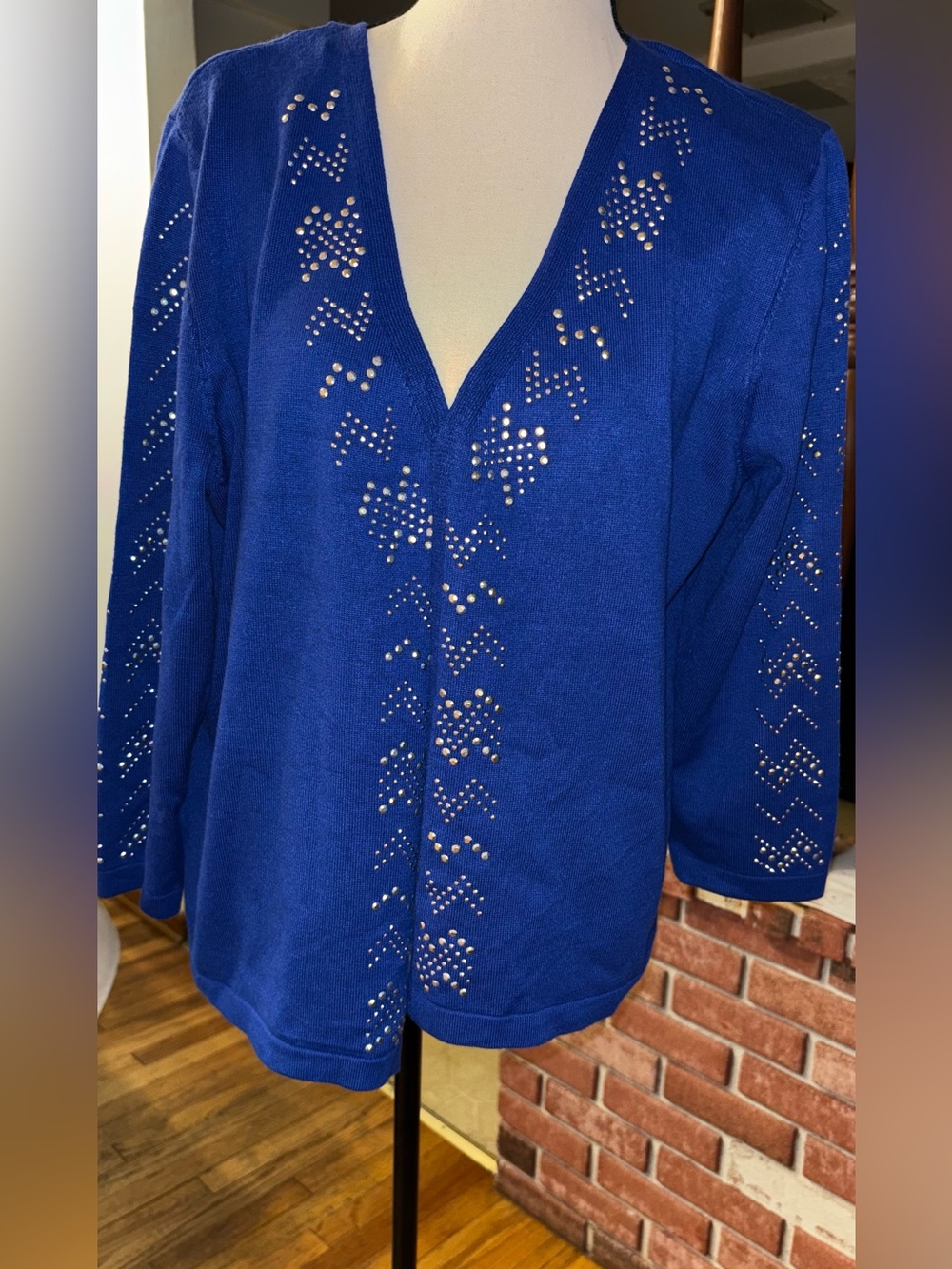 Royal Blue V-Neck Studded Women's Tunic